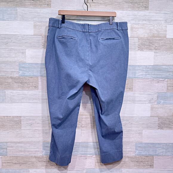 LOFT PLUS Chambray Riviera Crop Pants Blue Mid Rise Stretch Cotton Womens 16 - Picture 4 of 8